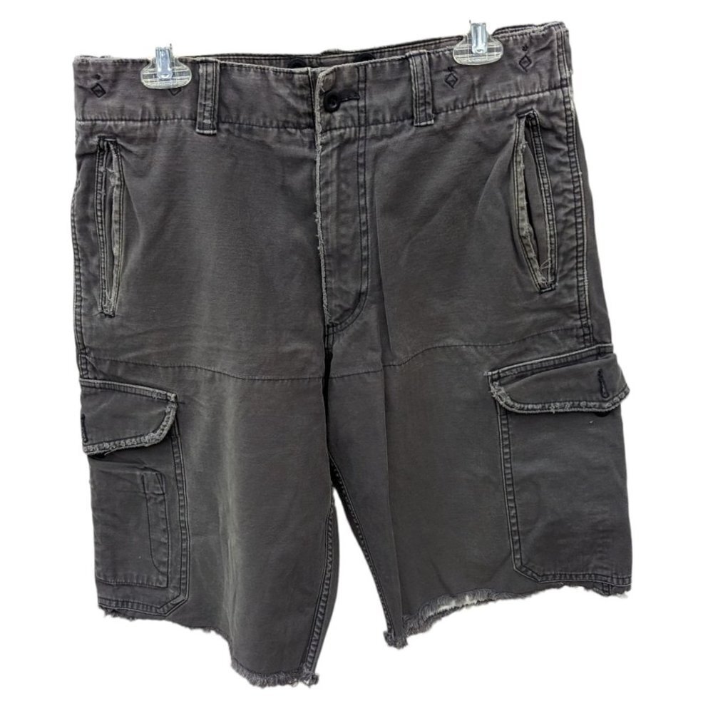 Vintage 1990s Y2K American Eagle Surplus Trouser Grey Cotton Cargo Shorts 33x32
